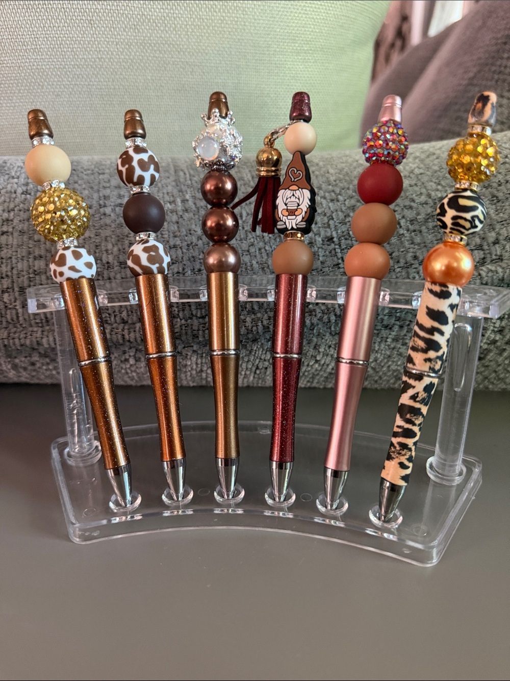 NWOT Beaded Decorative Pens Set of 6 - Gold, Brown, Rose, Red